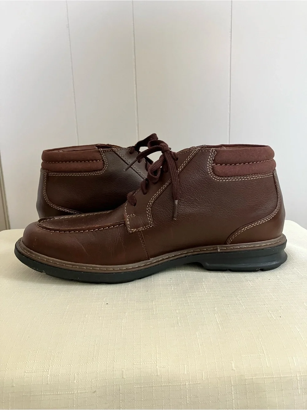 Clarks Men’s Brown Mahogany Leather Lace-Up Boots Size 9W